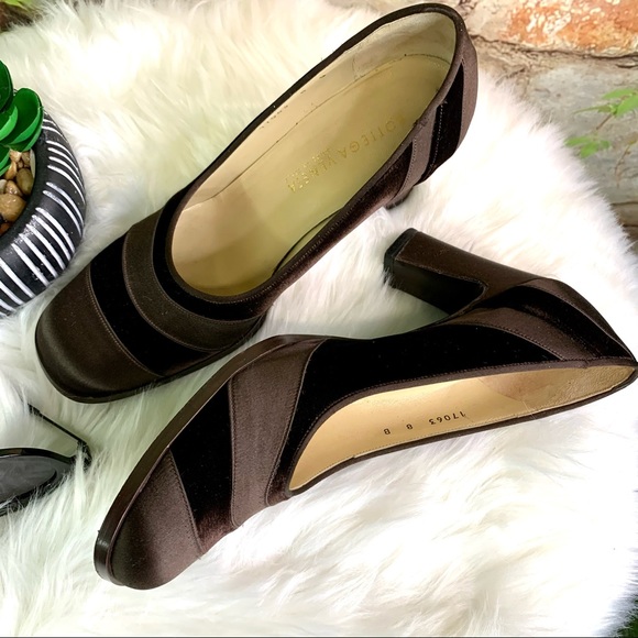 IOB BOTTEGA VENETA Handmade Brown Satin and Velvet Pumps, 8 - Picture 2 of 15